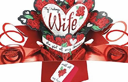 Second Nature Hearts and Flowers Design ``My Darling Wife`` Valentines Day Pop-Up Card