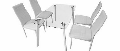 Seconique Abbey Clear Glass/White Dining Set
