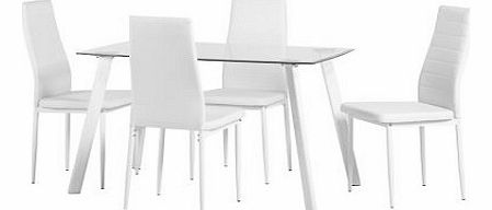 Abbey White Dining Set with 4 Chairs