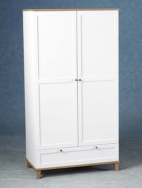 Seconique Arcadia Ash 2 Door 1 Drawer Wardrobe