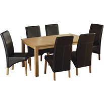 Seconique Belgravia Dining Set in Natural Oak with Brown