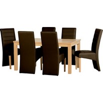 Belmont Dining Set in Natural Oak with Brown