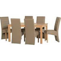 Belmont Dining Set in Natural Oak with Taupe