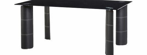 Seconique Bradford Dining Table- Black Glass/Chrome/Black PU