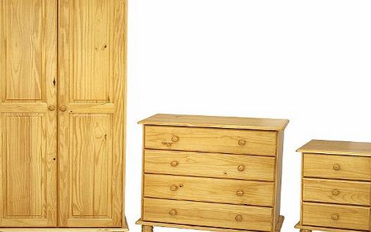 Seconique by Home Discount Bedroom Set Wardrobe Bedside Cabinet Chest Of Drawers Solid Pine Sol