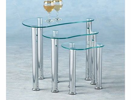 Cara Clear Glass Nest of 3 Tables
