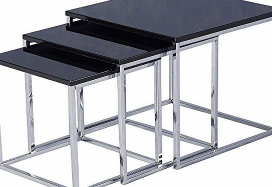 Seconique by Home Discount New Black Gloss Finish Nest Of Tables Modern Charisma Range