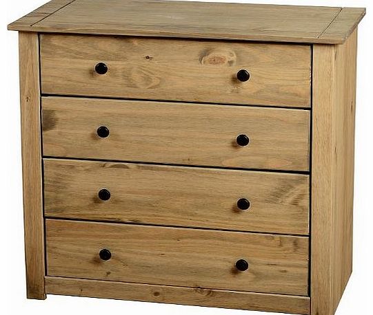 Seconique by Home Discount PANAMA 4 DRAWER CHEST IN DISTRESSED WAXED PINE