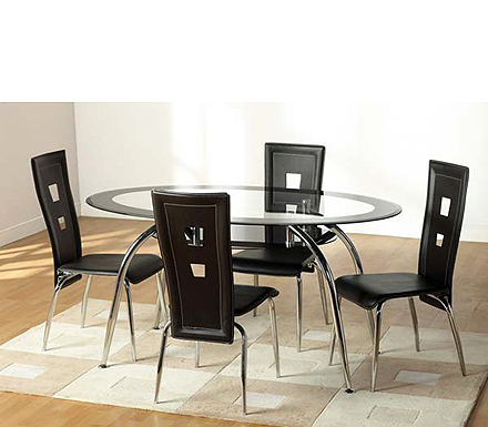 Seconique Caravelle Oval Dining Set in Black