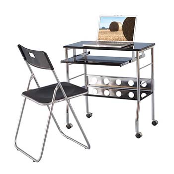 Seconique Carly High Gloss Mobile Computer Desk in Black