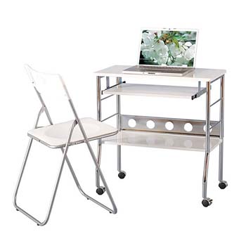 Seconique Carly High Gloss Mobile Computer Desk in White