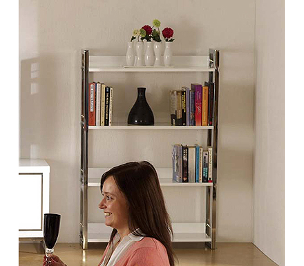 Seconique Charisma High Gloss 4 Shelf Bookcase in White -