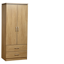 Seconique Charles 2 Door Wardrobe in Oak