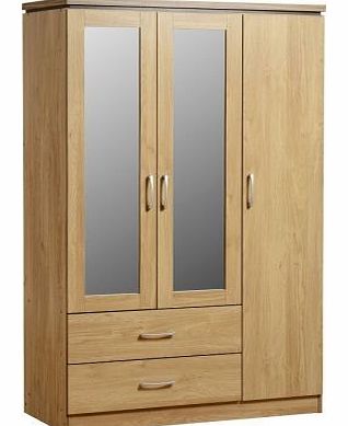 Seconique Charles 3 Door 2 Drawer Mirrored Wardrobe