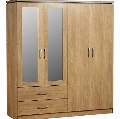 Seconique Charles 4 Door 2 Drawer Mirrored Wardrobe