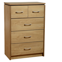 Seconique Charles 5 Drawer Chest in Oak