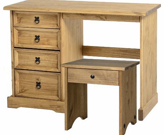 Seconique Corona 4 Drawer Dressing Table Set in Distressed Waxed Pine
