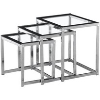 Seconique Henley Nest of Tables in Glass and Black