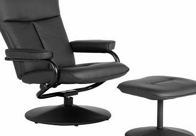 Seconique Kansas Recliner Chair with Footstool in Black