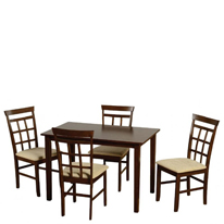 Seconique Kendal Dining Set in Walnut with 4 Chairs