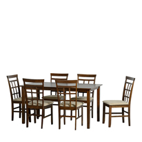 Seconique Kendal Large Dining Set in Walnut with 6 Chairs
