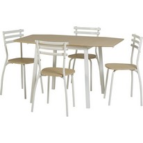 Langley Drop Leaf Dining Set in Beech and White