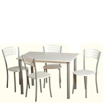 Laura Rectangular Dining Set in White and Silver
