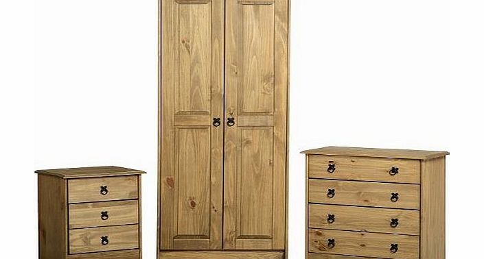 Seconique Maya Bedroom Set - Bedside Table, Chest of Drawers, Wardrobe Solid Pine