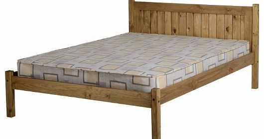 Maya Distressed Waxed Pine Double Bed Frame