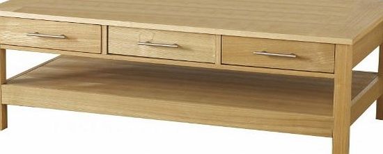 Seconique Oakleigh 3 Drawer Coffee Table in Natural Oak Veneer