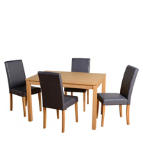 Seconique Oakmere Dining Set in Natural Oak with Charcoal