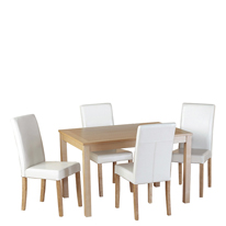 Oakmere Dining Set in Natural Oak with Cream