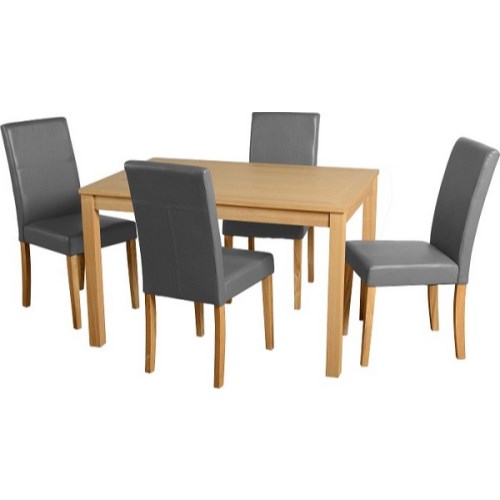Seconique Oakmere Dining Set in Oak with Silver