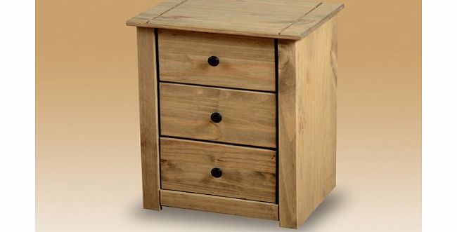Seconique Panama 3 Drawer Bedside Chest, Natural Oak