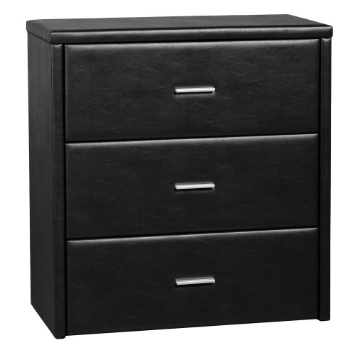 Seconique Prado 3 Drawer Chest in Black Faux