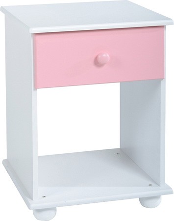 Seconique Rainbow 1 Drawer Bedside Cabinet - Pink/White