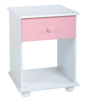 Rainbow 1 Drawer Bedside Cabinet in Pink and White