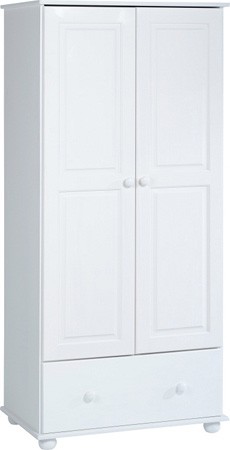 Seconique Rainbow 2 Door 1 Drawer Wardrobe - White