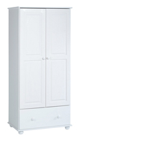 Seconique Rainbow 2 Door 1 Drawer Wardrobe in White