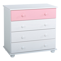 Rainbow 4 Drawer Chest in Pink and White
