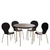 Seconique Roxanne High Gloss Round Dining Set in Black