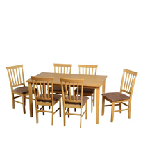 Selina Dining Set in Oak with 6 Chairs - WHILE