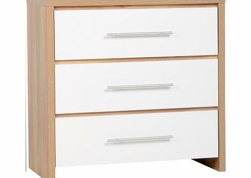 Seconique Seville 3 Drawer Chest in Light Oak Veneer/White
