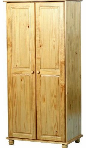 Sol Solid Antique Pine 2 Door Wardrobe - Delivery To UK Mainland and Ireland