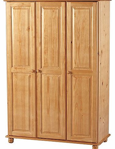 Sol Solid Antique Pine 3 Door Wardrobe - Delivery To UK Mainland and Ireland