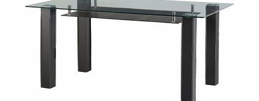 Seconique Stanton Dining Table in Clear Glass/Black/Chrome
