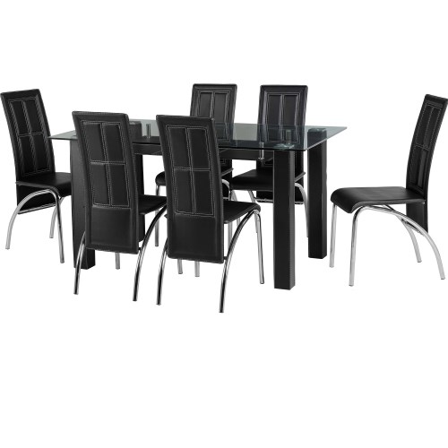 Seconique Stanton Glass Dining Table Set With 6