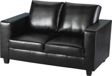 Tempo Two Seater Sofa-in-a-Box - Black PU