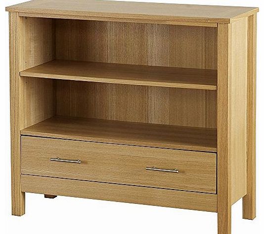 WorldStores Bookcase Oakleigh Oak Veneer Low Bookcase And Drawer