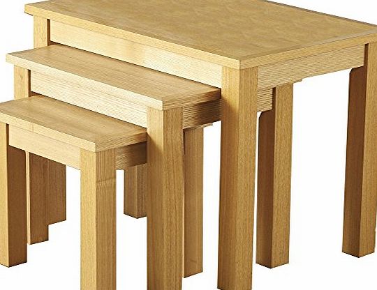 Seconique WorldStores Oakleigh Nest of 3 Tables - Oak Finished Hardwood - Livingroom Coffee Tables